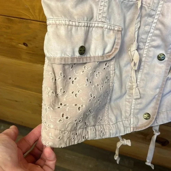 Max Jeans Utility Womens jacket Lg light pink 100% Tencel pockets drawstring Y2K - Picture 6 of 9